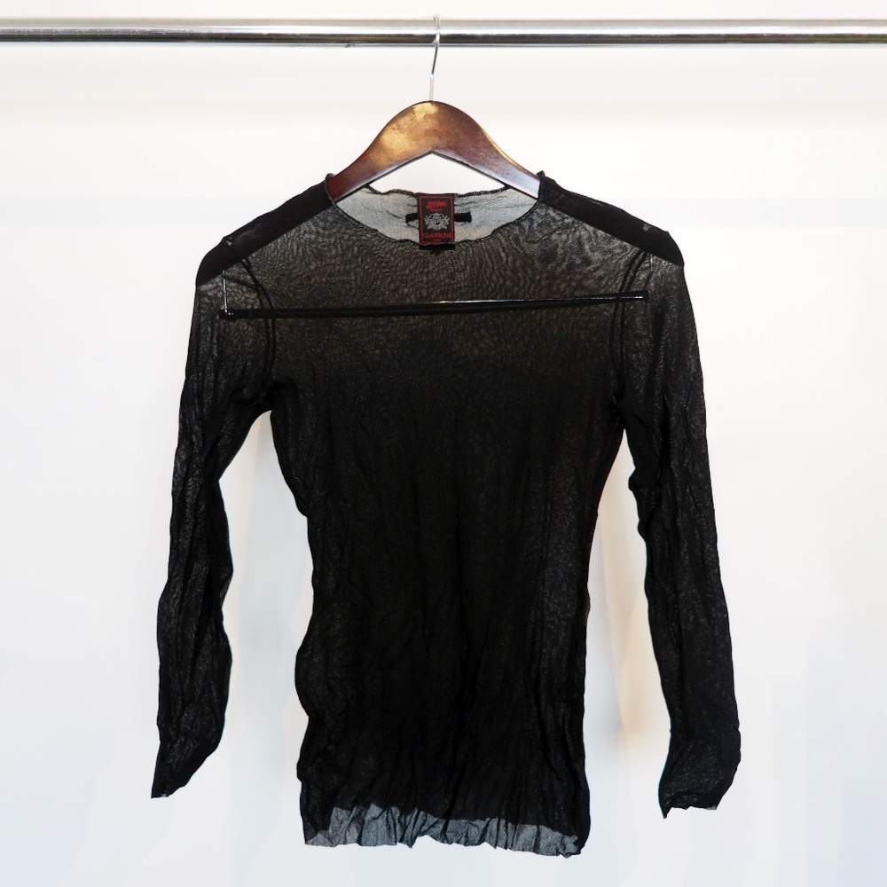 Jean Paul Gaultier Black Mesh Long-Sleeve Top